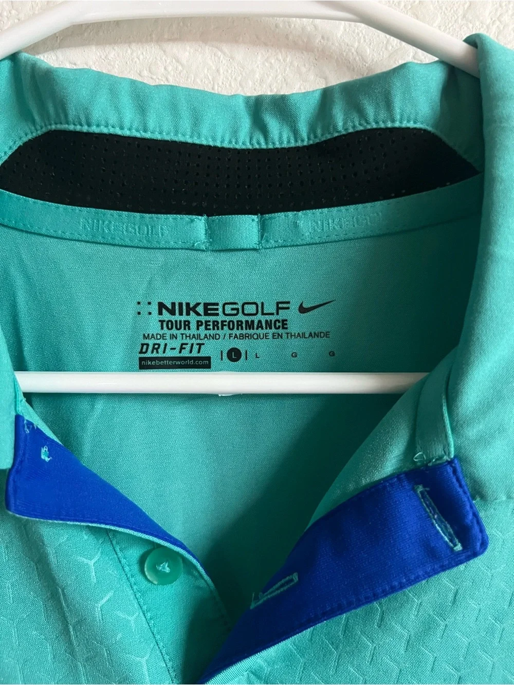 Nike Men's Teal Polo with Blue Trim
